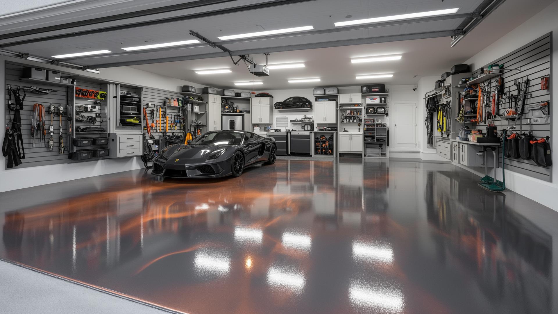 Premium metallic epoxy garage floor in a Southern California home — installed by Turbo Surfacing Solutions
