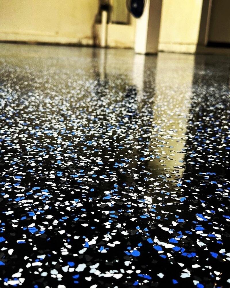 Epoxy chip flooring close-up detail in San Diego, CA by TurboSurfacing