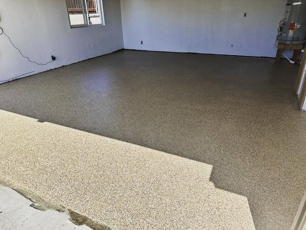 Epoxy chip flake flooring installed in San Diego, CA by Turbo Surfacing Solutions