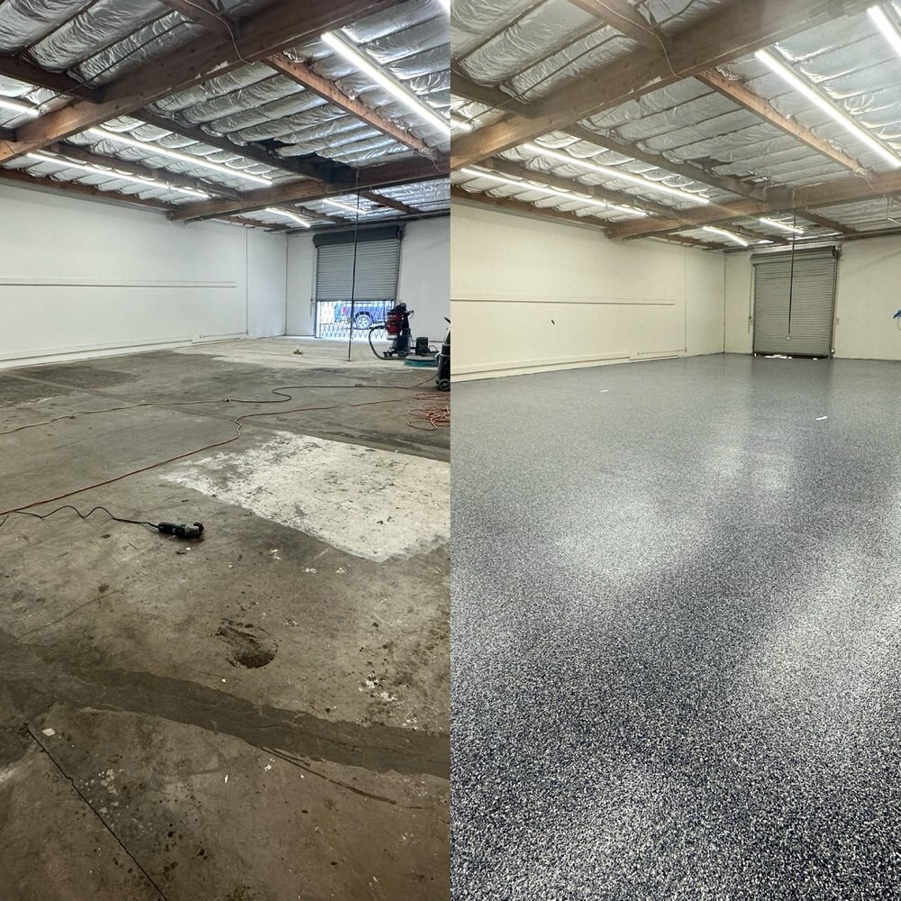 Epoxy flooring installation in progress in San Diego, CA by TurboSurfacing
