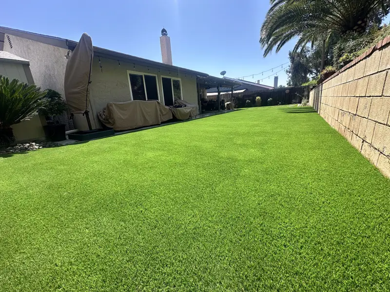 Residential artificial grass installer San Diego — Turbo Surfacing Solutions Surfacing contractor serving Irvine, Orange County — Artificial grass backyard lawn installed in San Diego by Turbo Surfacing Solutions