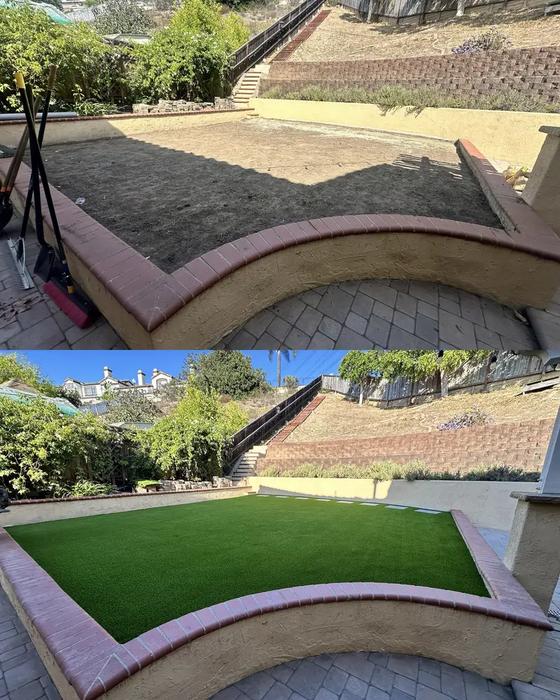Artificial grass residential backyard in San Diego, CA by TurboSurfacing
