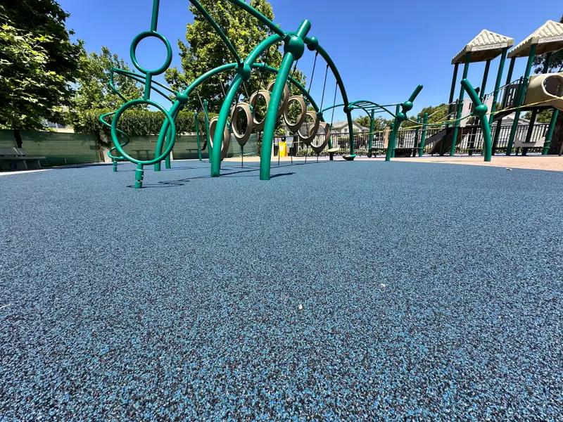 Poured-in-place rubber outdoor fitness surface, CA by TurboSurfacing Poured-in-place rubber outdoor fitness and athletic surface, CA by TurboSurfacing