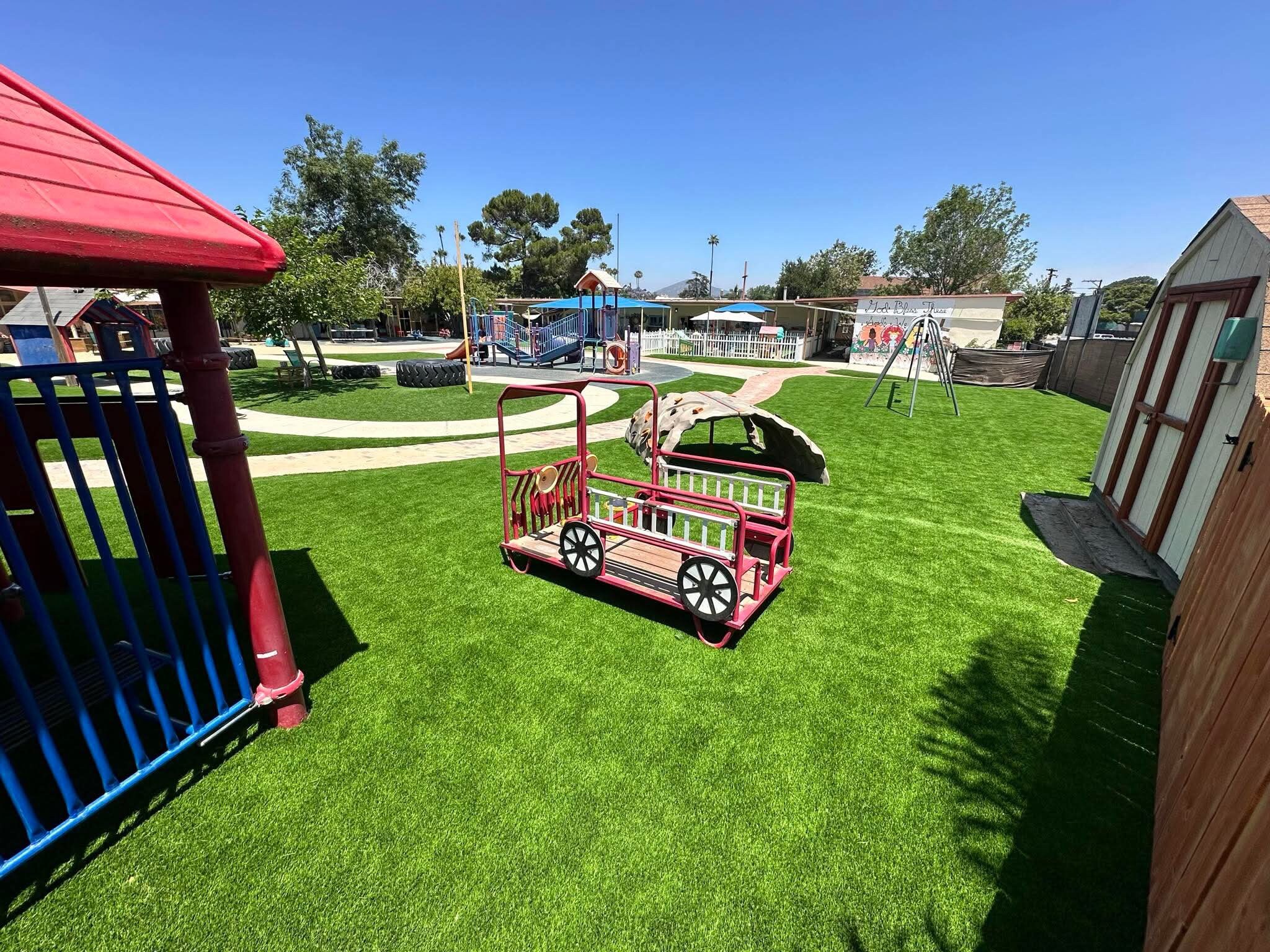 Artificial grass preschool playground in San Diego, CA by TurboSurfacing