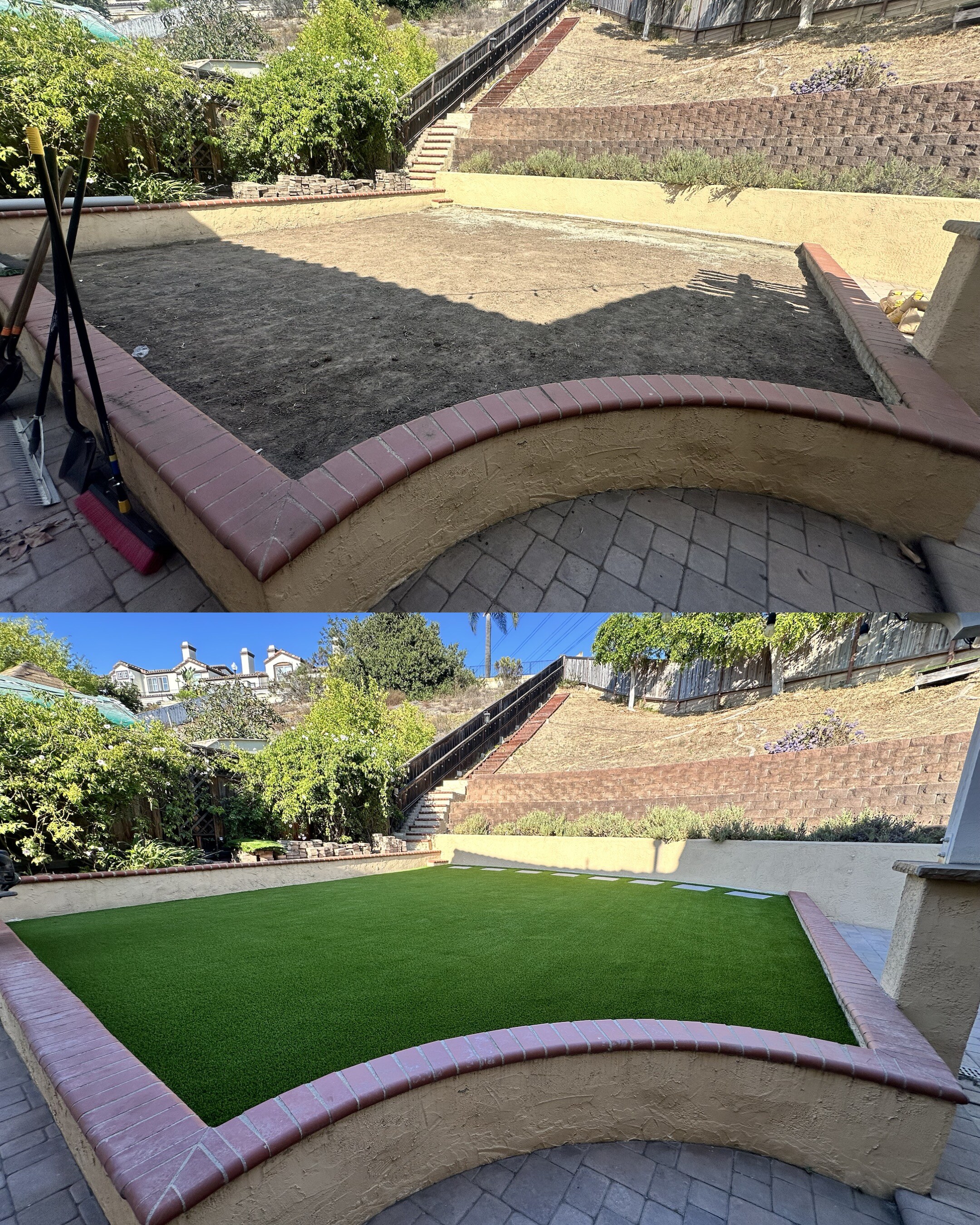 Artificial grass residential backyard in San Diego, CA by TurboSurfacing