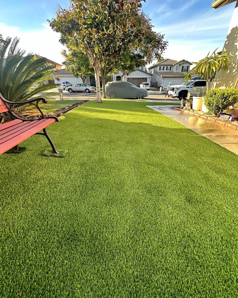 Artificial grass residential backyard in San Diego, CA by TurboSurfacing