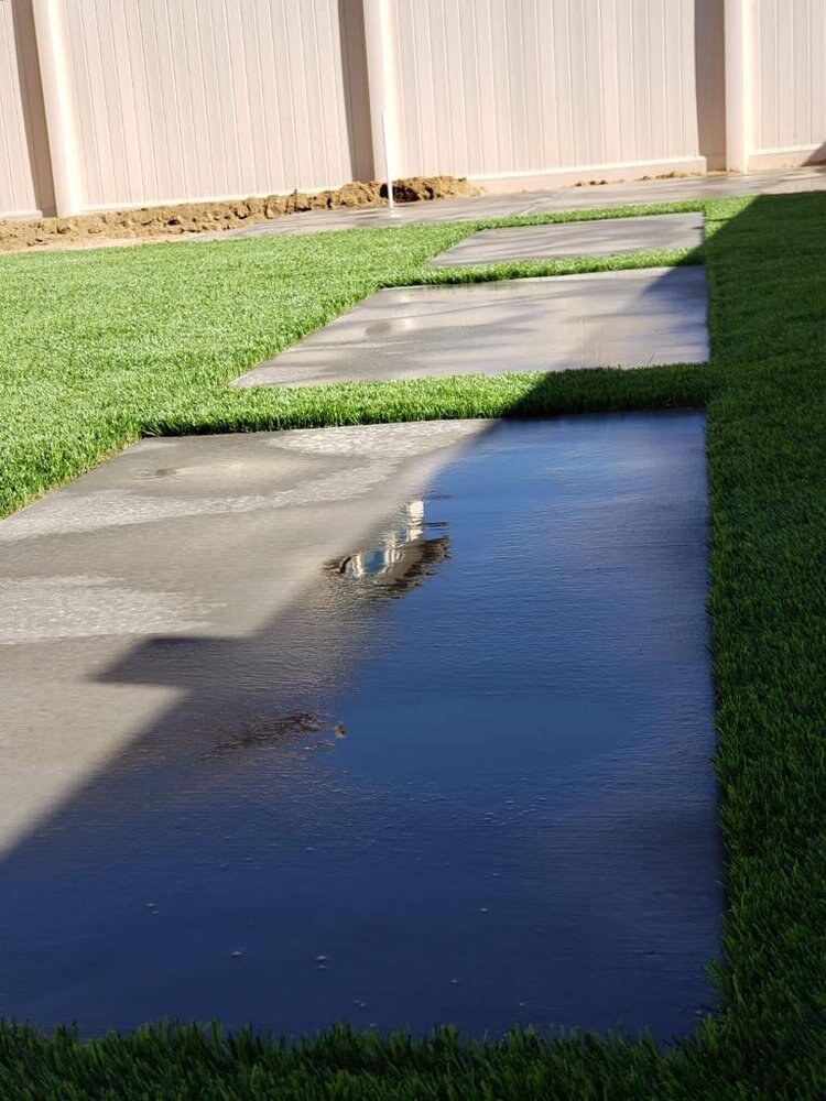Artificial grass residential backyard in San Diego, CA by TurboSurfacing