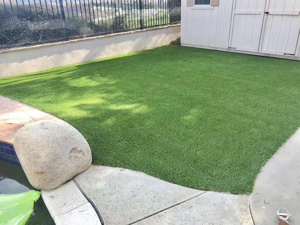 Artificial grass residential backyard in San Diego, CA by TurboSurfacing