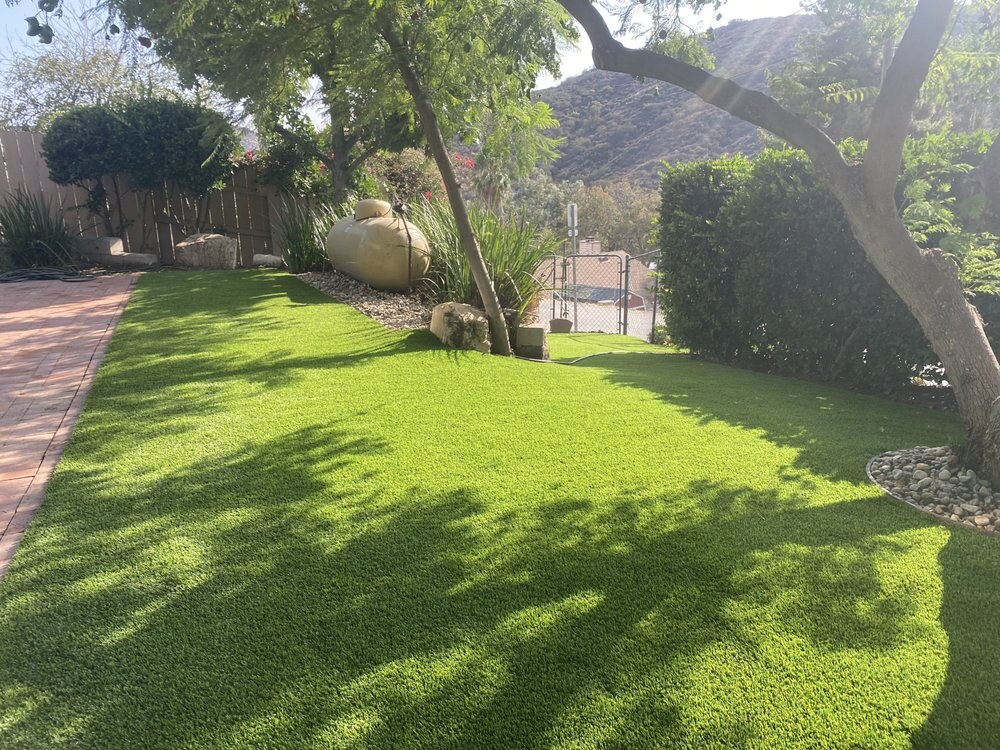 Artificial grass residential backyard in San Diego, CA by TurboSurfacing