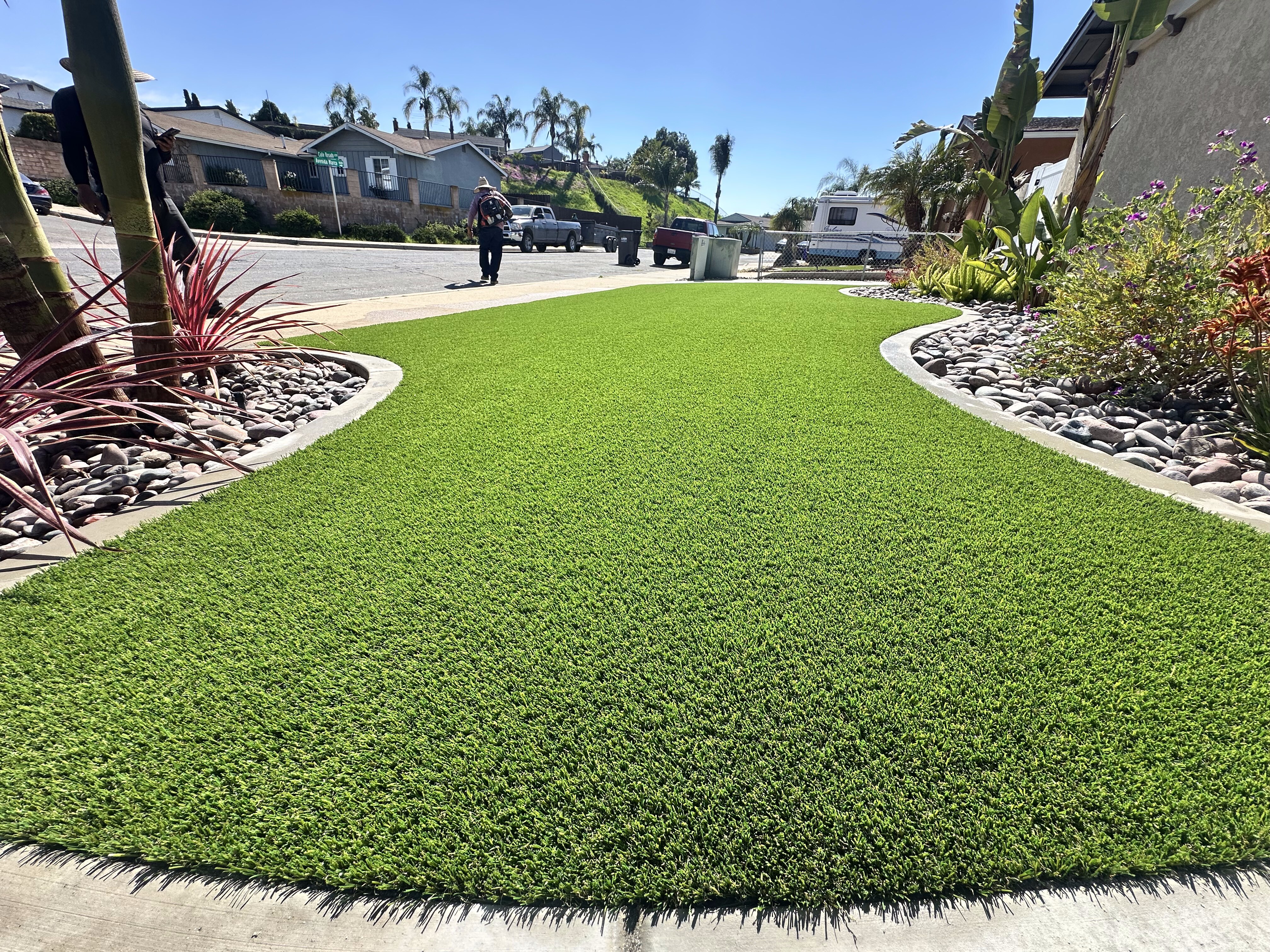 Artificial grass residential front yard in San Diego, CA by TurboSurfacing