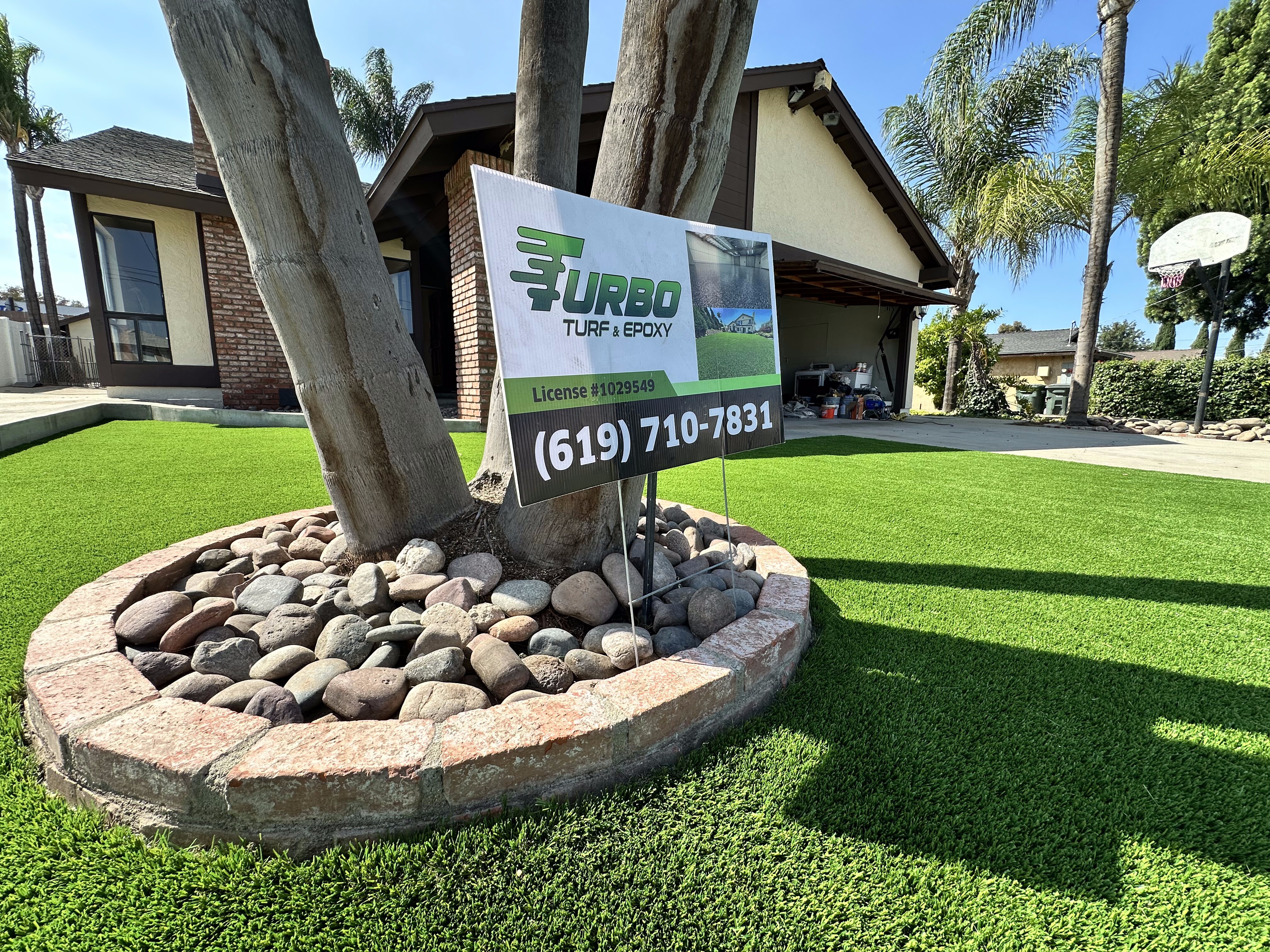 Artificial grass residential front yard in San Diego, CA by TurboSurfacing