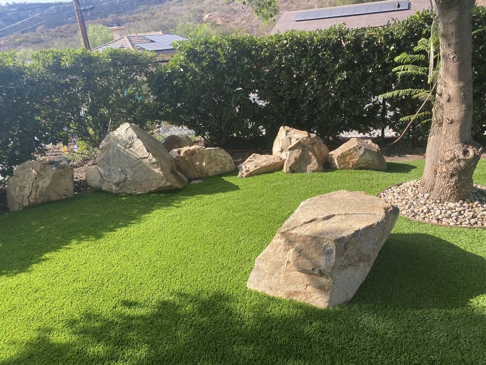 Artificial grass residential landscape design in San Diego, CA by TurboSurfacing