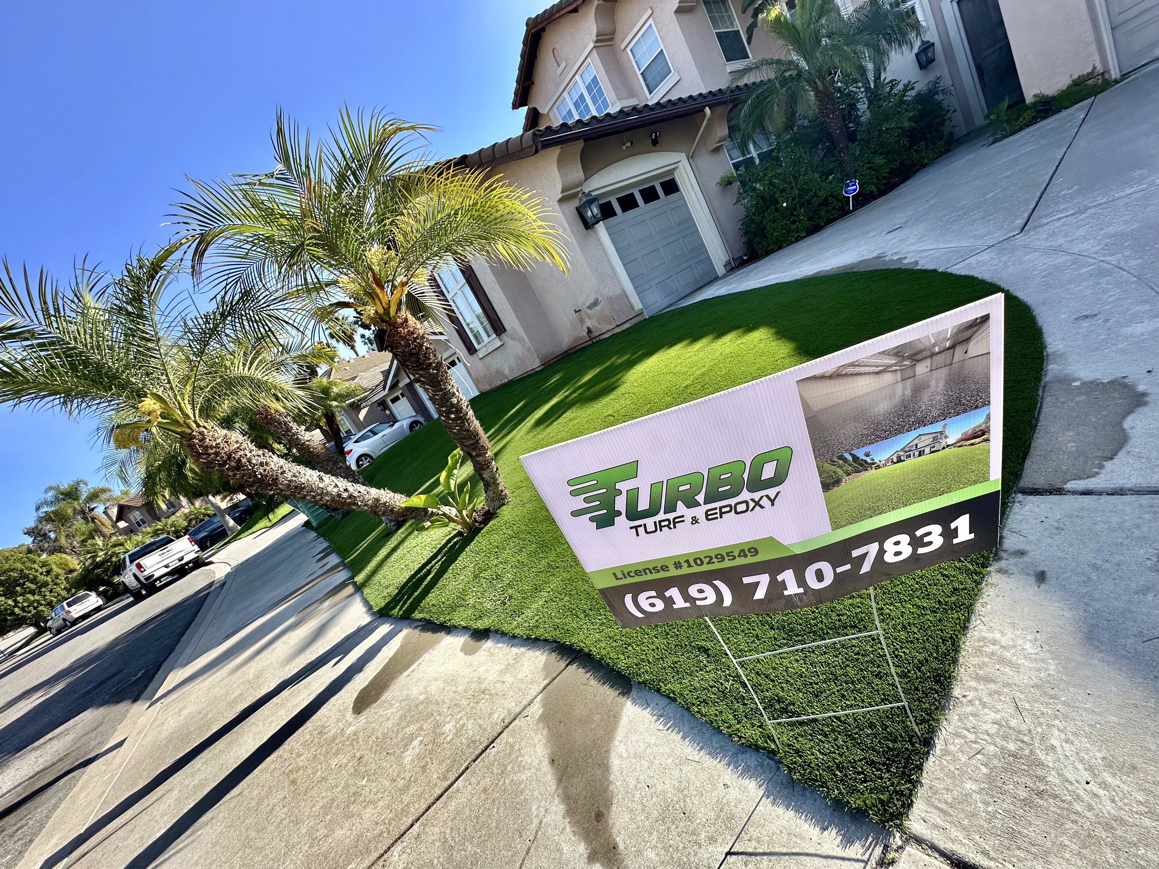 Artificial grass residential lawn in San Diego, CA by TurboSurfacing