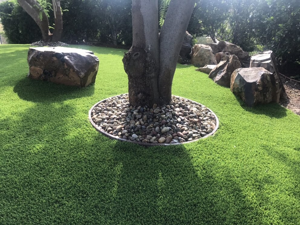 Artificial grass tree ring landscape detail in San Diego, CA by TurboSurfacing